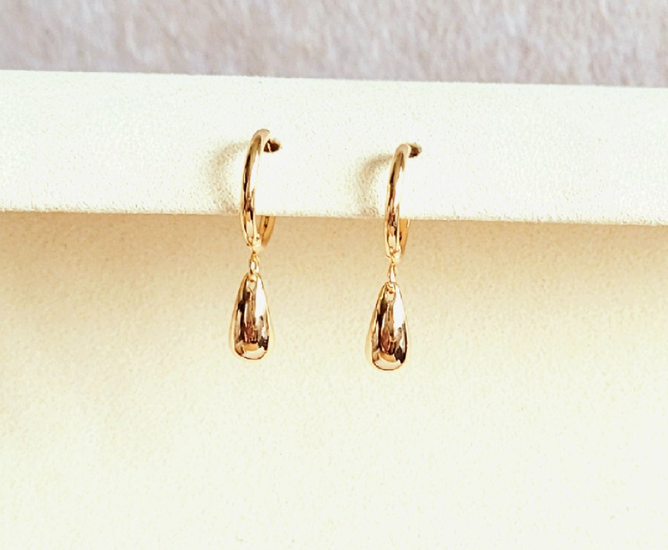 Teardrop Dangle Huggie Hoops - Gold